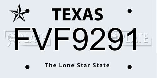 FVF9291 Texas License Plate
