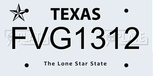 FVG1312 Texas License Plate