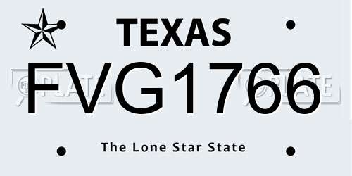 FVG1766 Texas License Plate