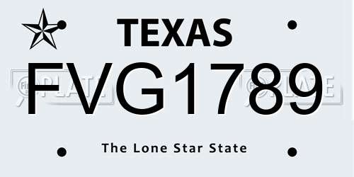 FVG1789 Texas License Plate