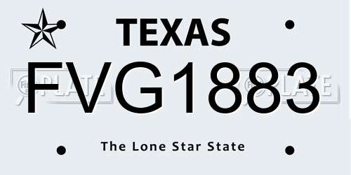 FVG1883 Texas License Plate