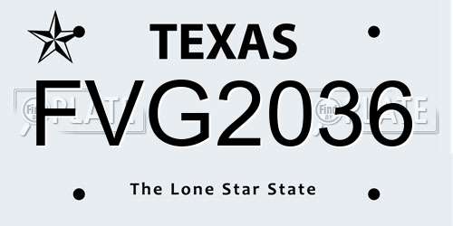 FVG2036 Texas License Plate