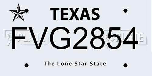 FVG2854 Texas License Plate