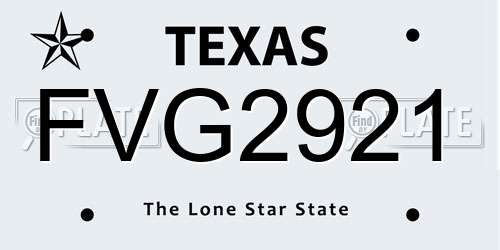 FVG2921 Texas License Plate