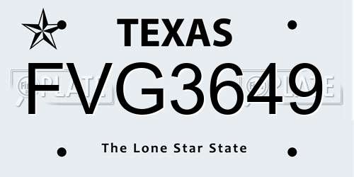 FVG3649 Texas License Plate