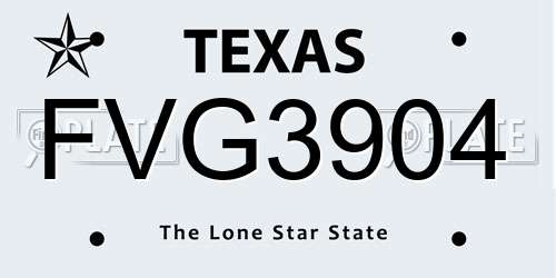 FVG3904 Texas License Plate