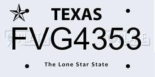 FVG4353 Texas License Plate
