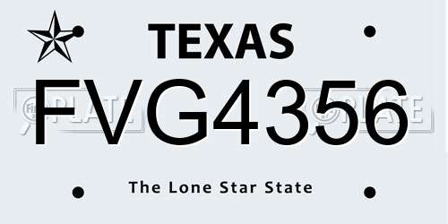FVG4356 Texas License Plate