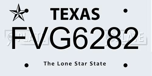 FVG6282 Texas License Plate