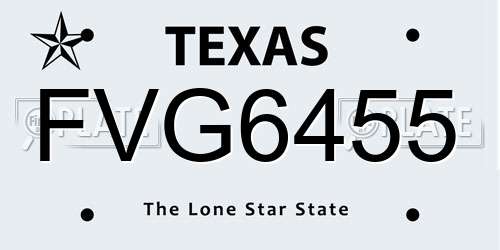 FVG6455 Texas License Plate