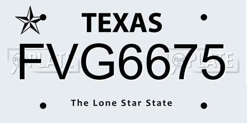FVG6675 Texas License Plate