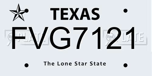 FVG7121 Texas License Plate