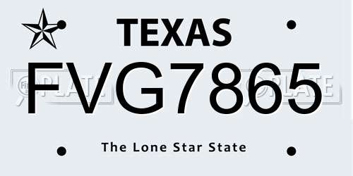 FVG7865 Texas License Plate