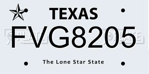 FVG8205 Texas License Plate