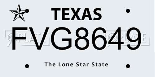 FVG8649 Texas License Plate