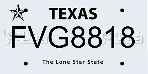 FVG8818 Texas License Plate