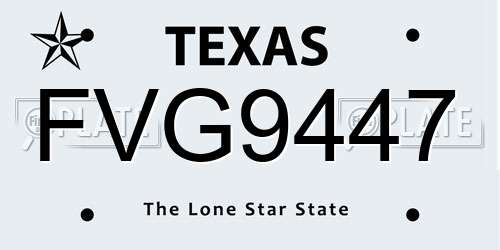FVG9447 Texas License Plate
