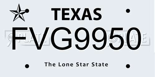 FVG9950 Texas License Plate