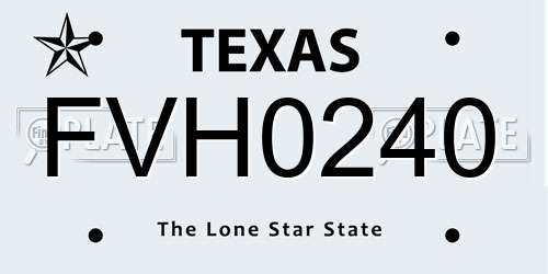 FVH0240 Texas License Plate