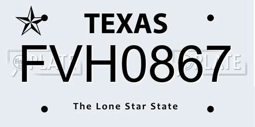 FVH0867 Texas License Plate