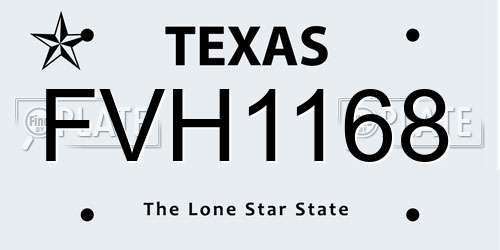 FVH1168 Texas License Plate