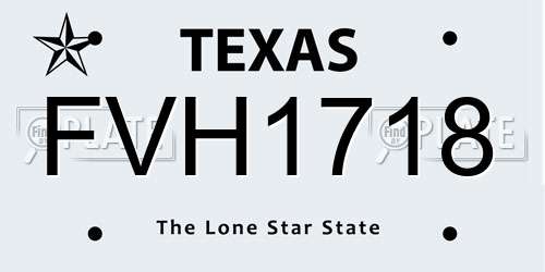 FVH1718 Texas License Plate