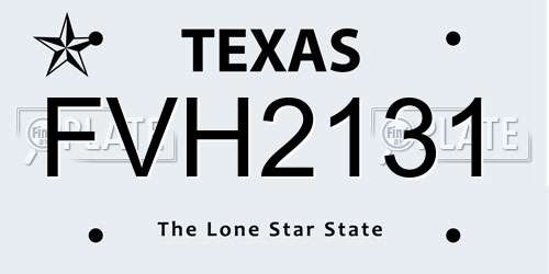 FVH2131 Texas License Plate