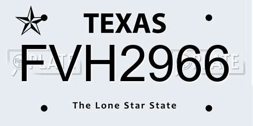 FVH2966 Texas License Plate