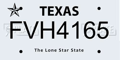 FVH4165 Texas License Plate