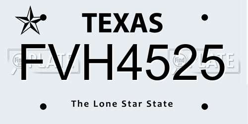 FVH4525 Texas License Plate