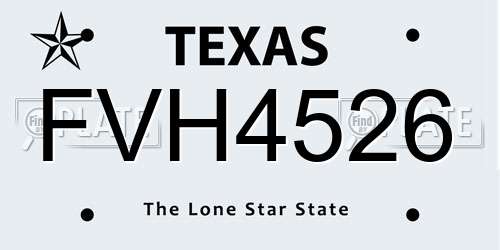 FVH4526 Texas License Plate