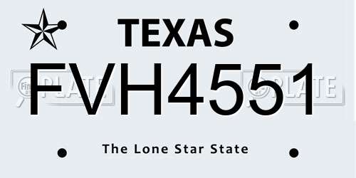 FVH4551 Texas License Plate