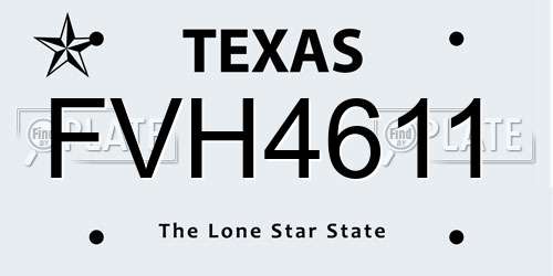 FVH4611 Texas License Plate