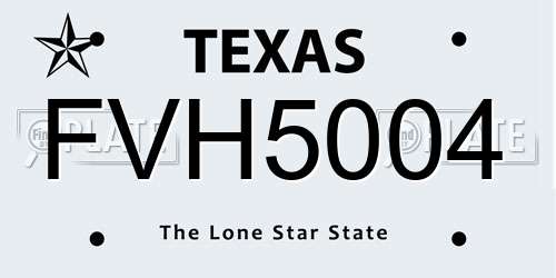 FVH5004 Texas License Plate