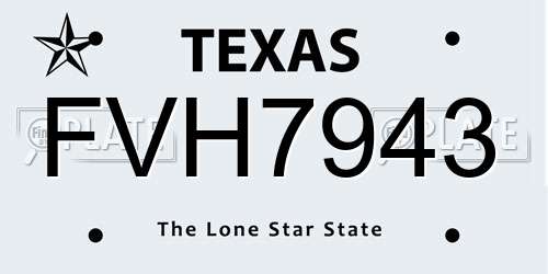 FVH7943 Texas License Plate