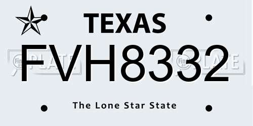 FVH8332 Texas License Plate