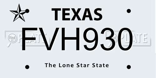 FVH930 Texas License Plate