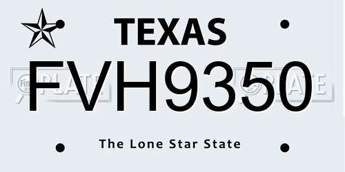FVH9350 Texas License Plate