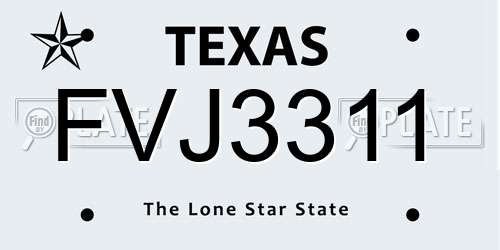 FVJ3311 Texas License Plate