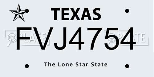 FVJ4754 Texas License Plate