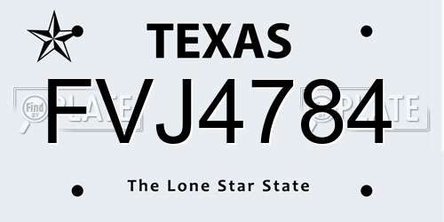FVJ4784 Texas License Plate