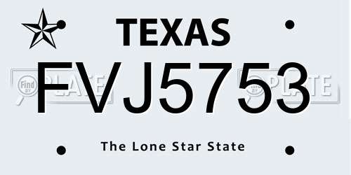 FVJ5753 Texas License Plate