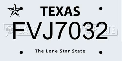 FVJ7032 Texas License Plate