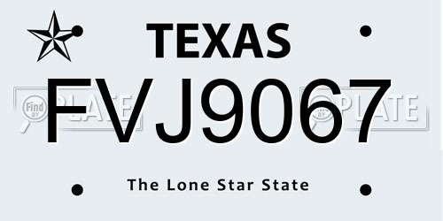 FVJ9067 Texas License Plate