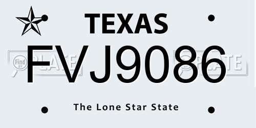FVJ9086 Texas License Plate