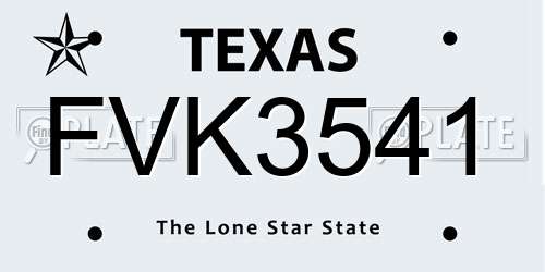 FVK3541 Texas License Plate