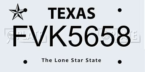 FVK5658 Texas License Plate