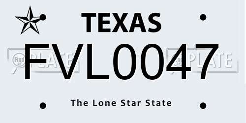 FVL0047 Texas License Plate