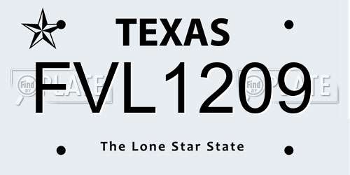 FVL1209 Texas License Plate
