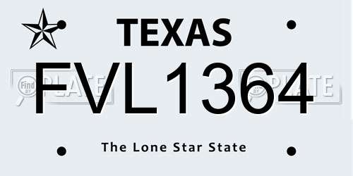 FVL1364 Texas License Plate